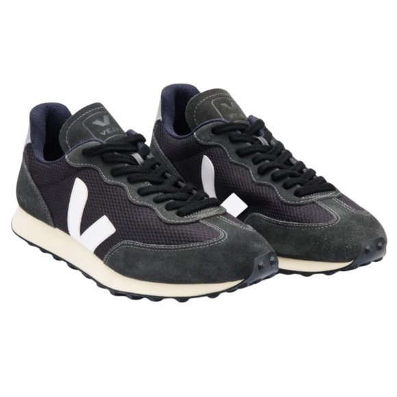 Veja Shoes - Veja Rion Branco Alveomesh Lace Up Low Top Athletic Sneakers Black White 9